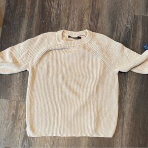 Jenni Kayne Beige Cotton Fisherman Sweater medium oatmeal color